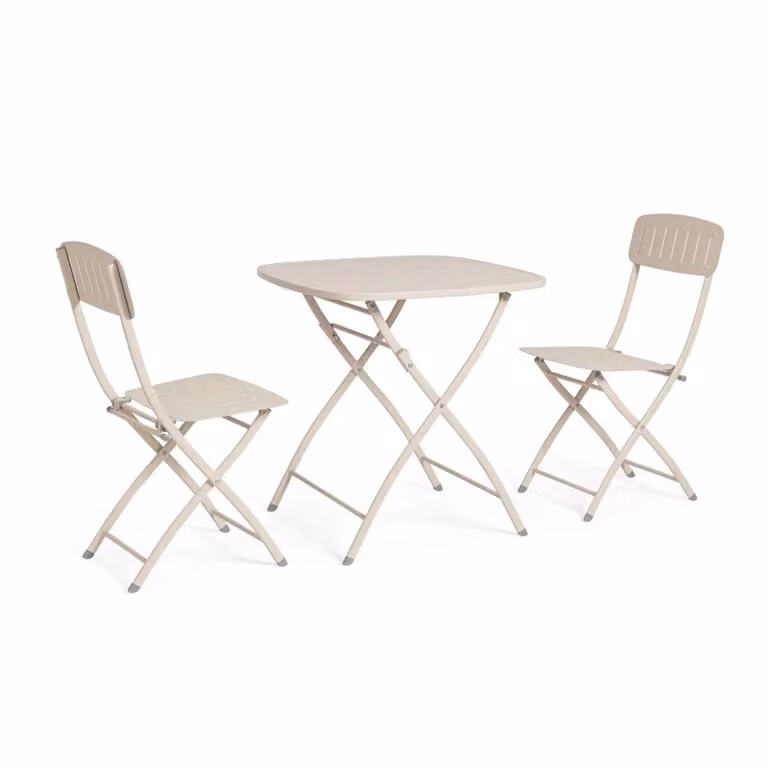 Set bistrot YVONNE in acciaio beige, pieghevole