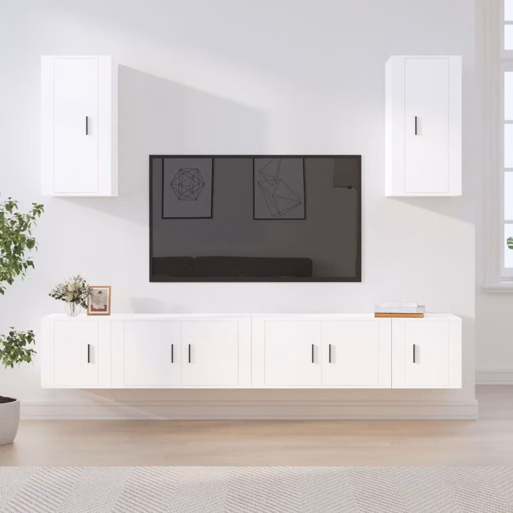 Set di mobili porta TV vidaXL in 6 pezzi bianco in legno e MDF per il tuo soggiorno