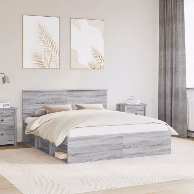 Struttura letto Sonoma vidaXL in pino massello grigio L/P/H: 200 x 160 x 90 cm – 1