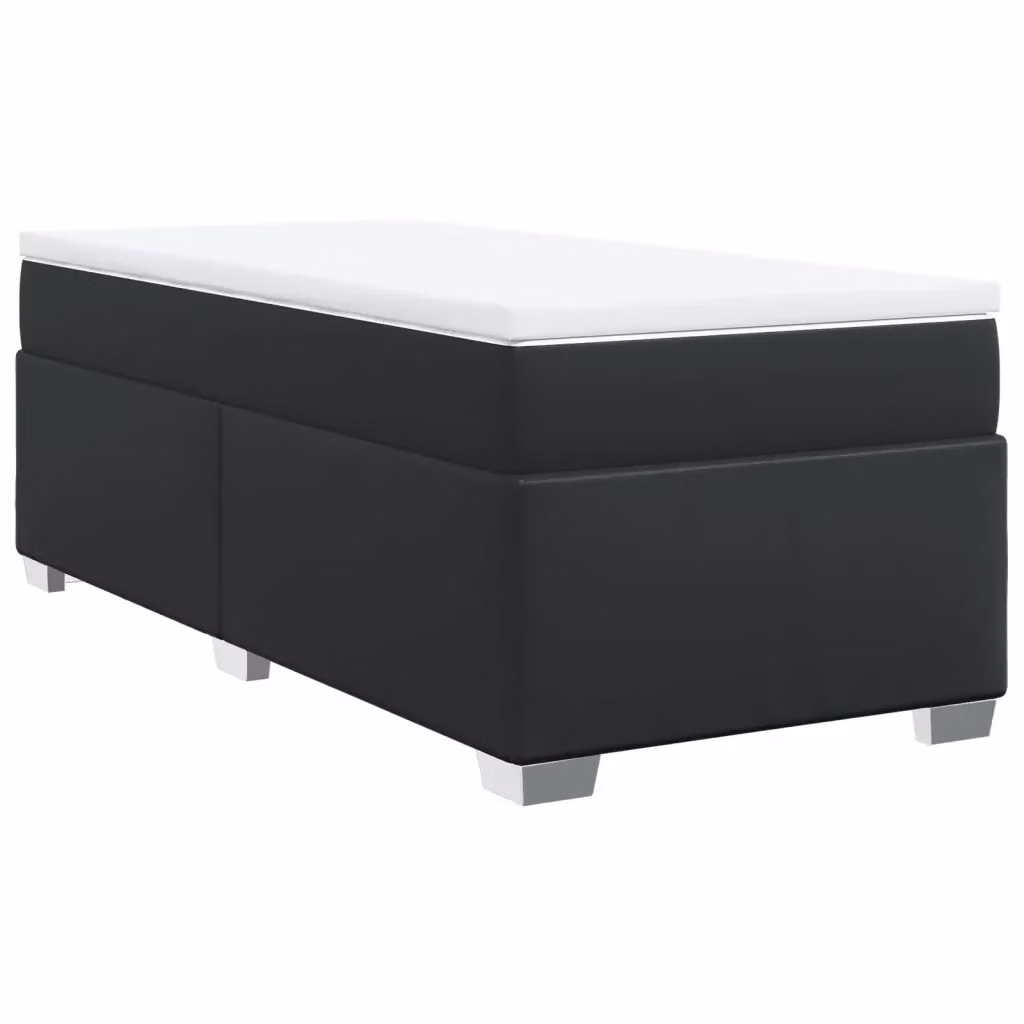 Letto a molle con materasso ibrido vidaXL in similpelle nero, L/P/H: 90 x 200 cm – 2