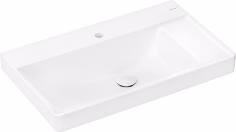 hansgrohe Xelu Q lavabo à poser, tablette à droite, sans trop-plein, 800x480mm, SmartClean, poli, avec garniture de vidage, 61027450, 61027450