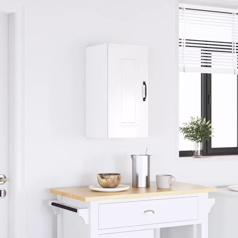 Mobile da parete Kalmar vidaXL Bianco Lucido in MDF per cucina, soggiorno o camera da letto, L: 60 cm, H: 31 cm, P: 30 cm