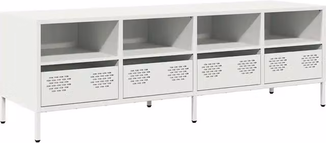 Mobile TV Design In in stile industrial in metallo e MDF bianco L: 135 cm, P: 39 cm, H: 43,5 cm – 1