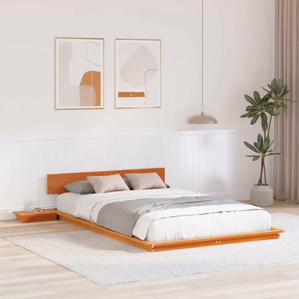 Struttura del letto moderna vidaXL in legno di pino marrone L: 120 cm, P: 190 cm – 1
