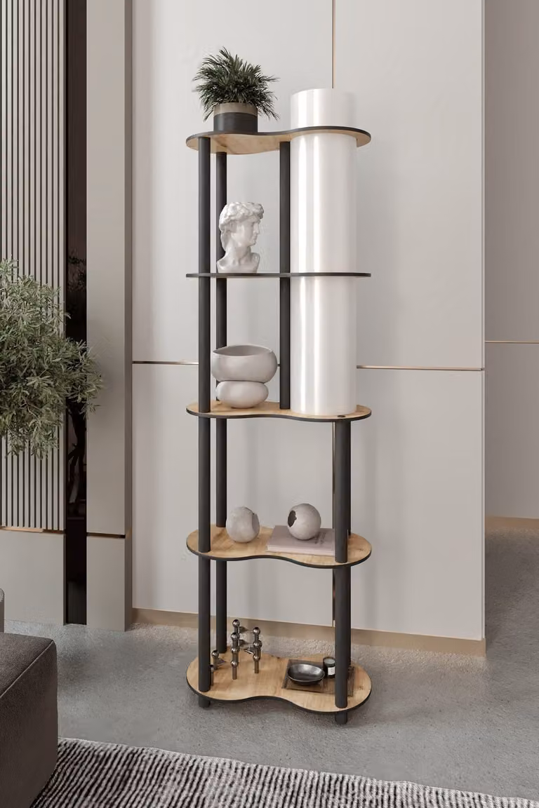 Opviq, moderna lampada da terra in carta craft e MDF, noce, altezza 140 cm, 1 x E27, max. 40 W, IP20, design elegante per soggiorni e uffici, lampadina non inclusa.