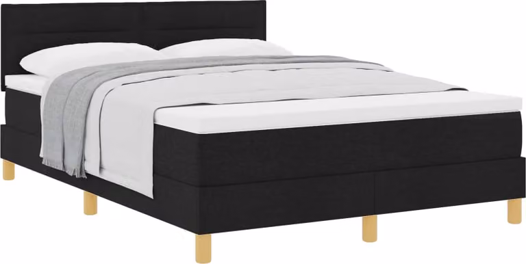Letto a molle con cuscino Nero 140 x 190 cm Tessuto