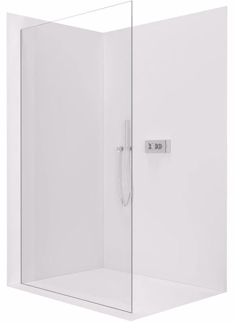 CERANO - Box doccia Walk-in Crystal L/P - 8 mm - sistema senza montanti - cromato, vetro trasparente - 140x200 cm
