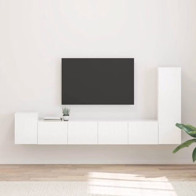 Set mobile TV 3 pz Bianco Lucido Legno ingegnerizzato 3409019