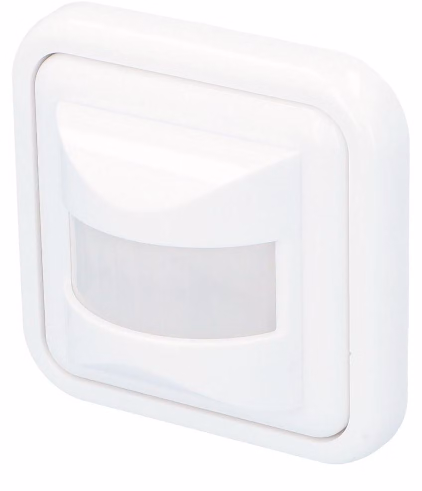 Rilevatore di movimento a infrarossi UNITEC con sensore a 160° per interni, IP20, portata 9 m, da incasso, durata dell'illuminazione regolabile individualmente, bianco, 500 W