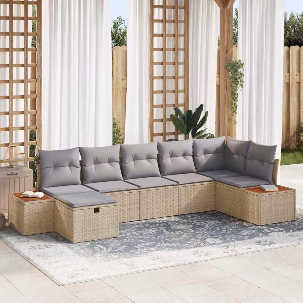 Maison Exclusive - Set da giardino composto da 8 pezzi. Divano in rattan sintetico beige