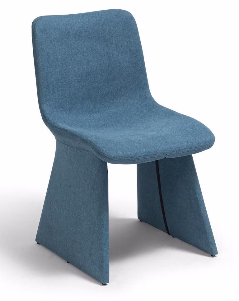 Sedia dal design moderno, blu, realizzata in tessuto, stabile, ergonomica e confortevole