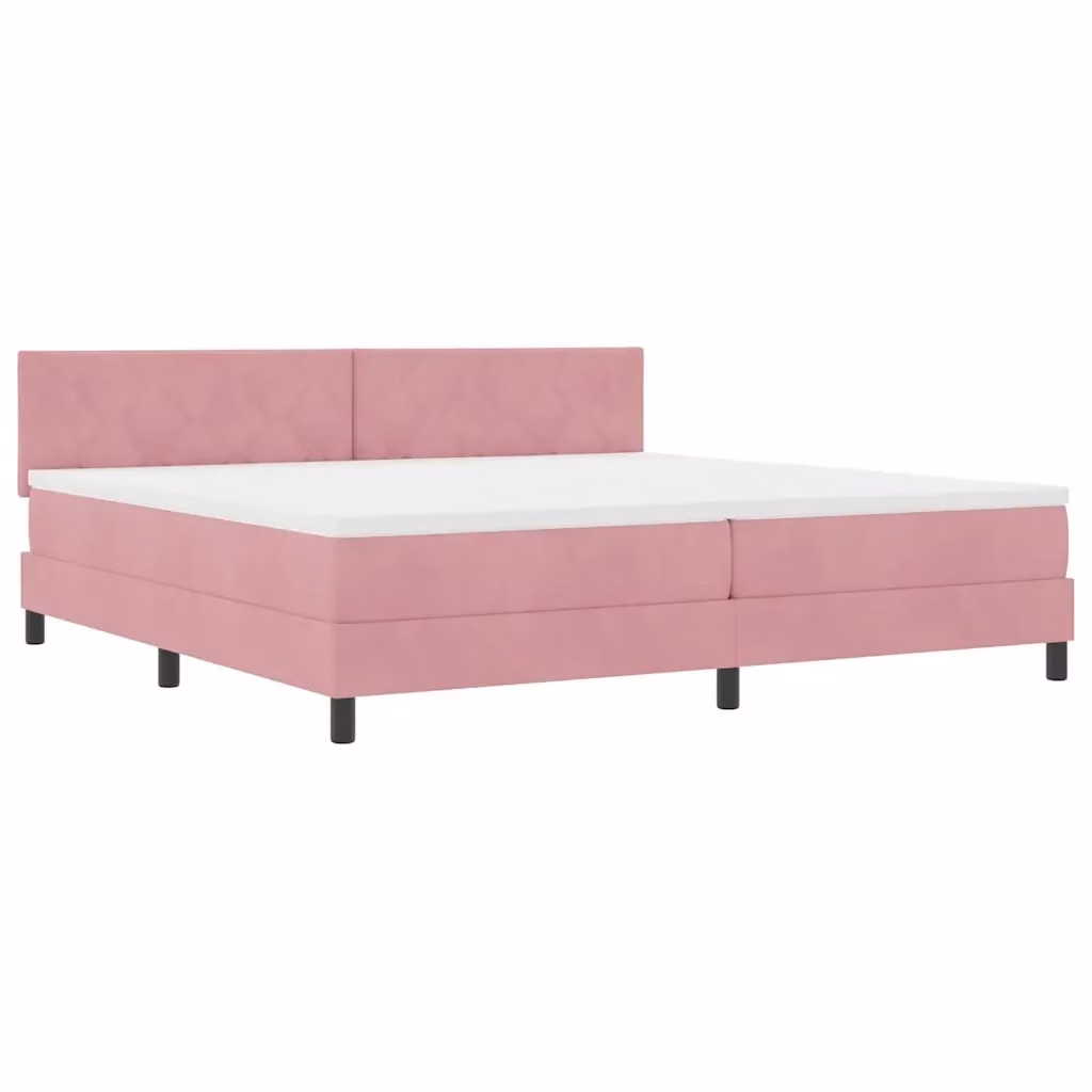 Letto a molla con illuminazione LED vidaXL in velluto rosa L/P/H: 200 x 200 x 280 cm – 2