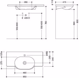 HEWI 950.11.221 Lavabo,