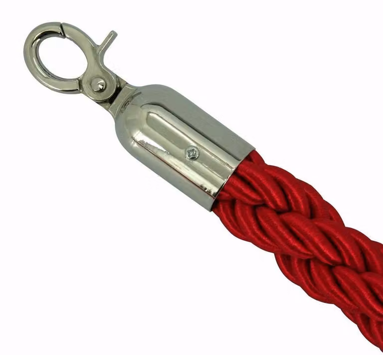 Corda di sicurezza rossa/cromata, lunghezza 1,5 metri, con gancio