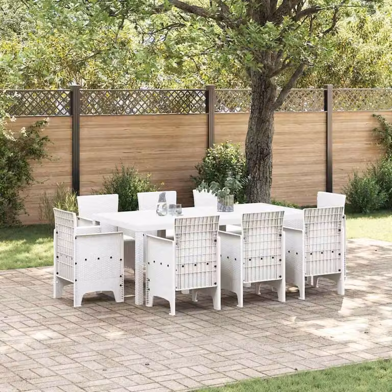 Maison Exclusive - Set da pranzo per esterno, 9 pezzi, polipropilene bianco