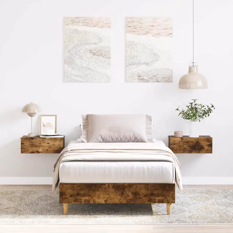 Giroletto senza materasso vidaXL in legno e MDF colore Rovere Fumo L/P/H: 90 x 190 cm