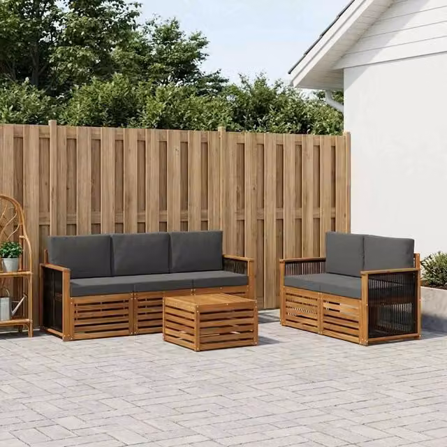 Set di divani da esterno 6 pz Naturale e Antracite 3384023