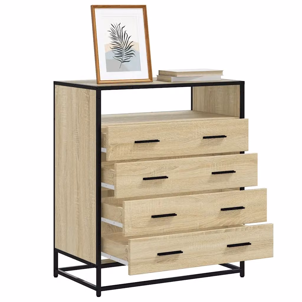 Cassettiera in legno multistrato stile industrial color beige e marrone L: 70 cm, P: 41 cm, H: 83,5 cm – 2