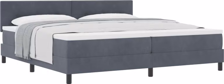 Letto a molle con materasso Grigio scuro 200 x 200 cm Velluto