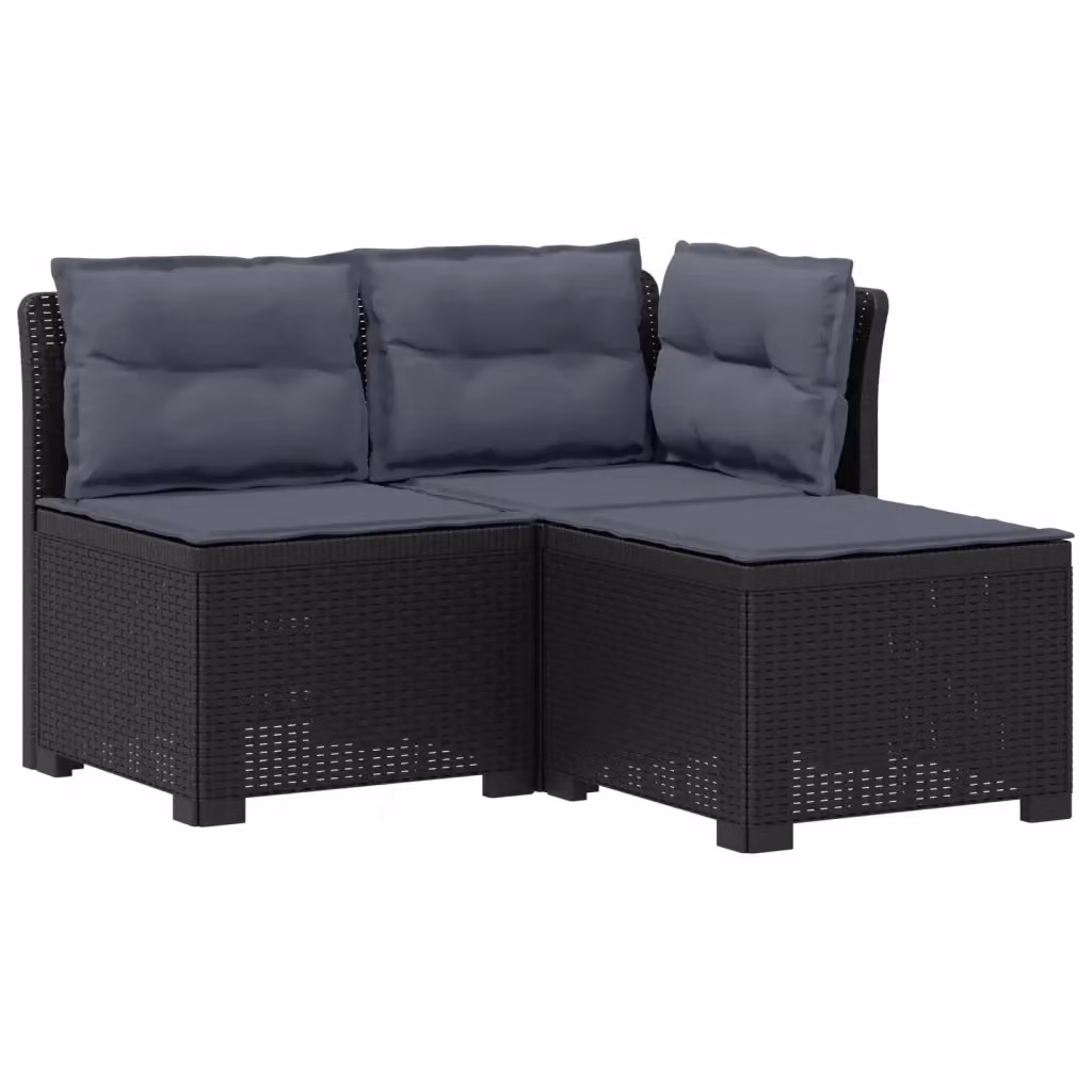 Divano da giardino a L con 3 posti vidaXL in look rattan grigio antracite con cuscini rimovibili – 2