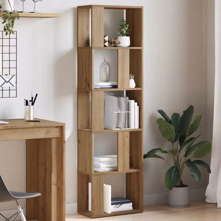 Libreria vidaXL in legno e MDF marrone con pannello posteriore, L 45 cm x P 24 cm x H 159 cm