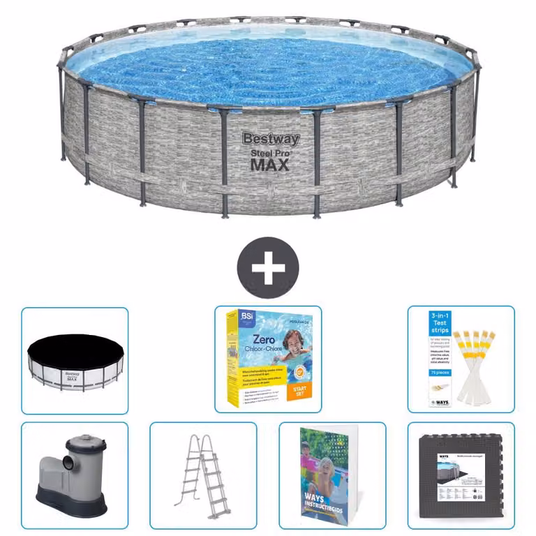 Bestway Steel Pro MAX, piscina in acciaio, forma rotonda - 549x122 cm - 6 pezzi, modello S607