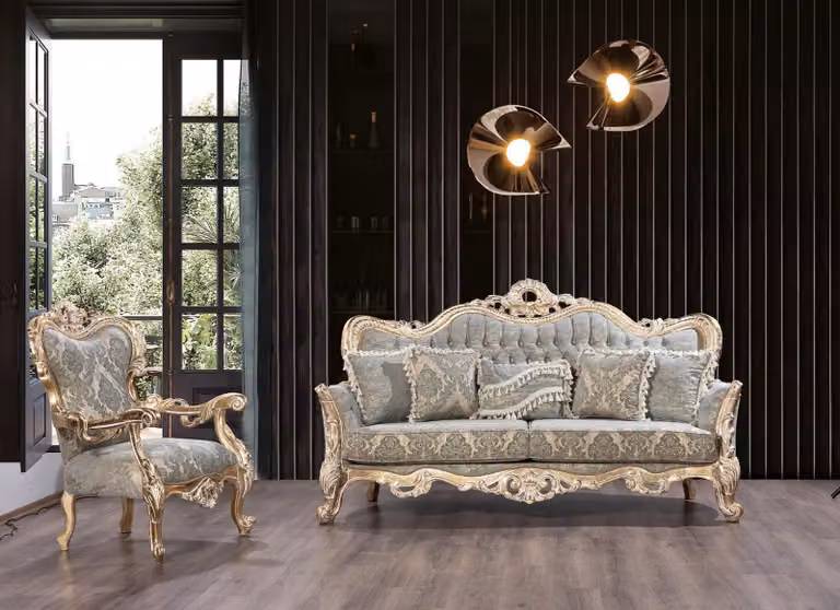 Sofagarnitur Klassische Luxus Sofas Sessel Wohnzimmer set 3+1 Sitz Chesterfield