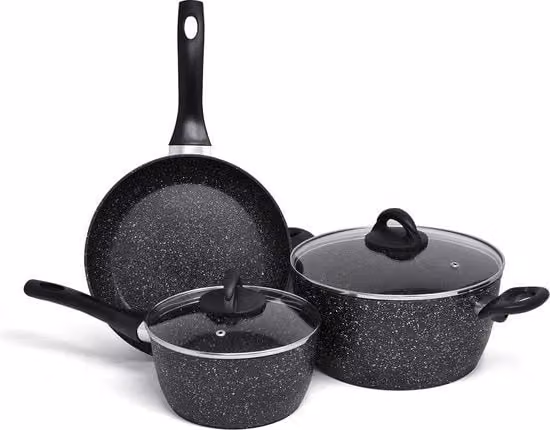 Set di Pannini Induttivi da 3 - Set di Pannini in Alluminio con Coperchi in Vetro - Multifunzionale