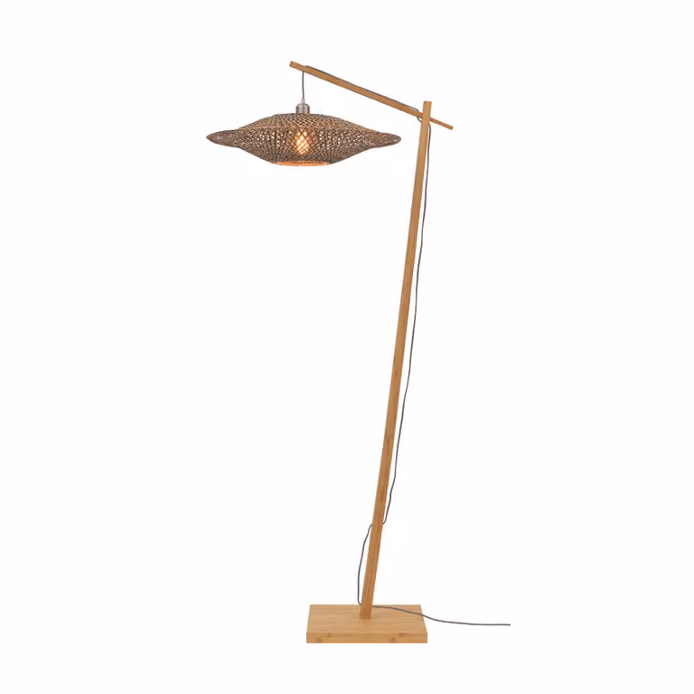 GOOD&MOJO - Lampada da terra Bali - bambù/nero - 80x60x176cm per soggiorno, camera da letto