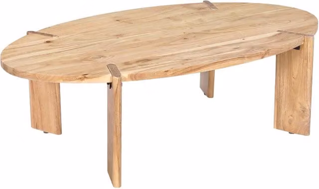 Tavolino ovale in legno di mango massello Sweeek, marrone naturale, L: 120 cm, P: 65 cm, H: 35 cm