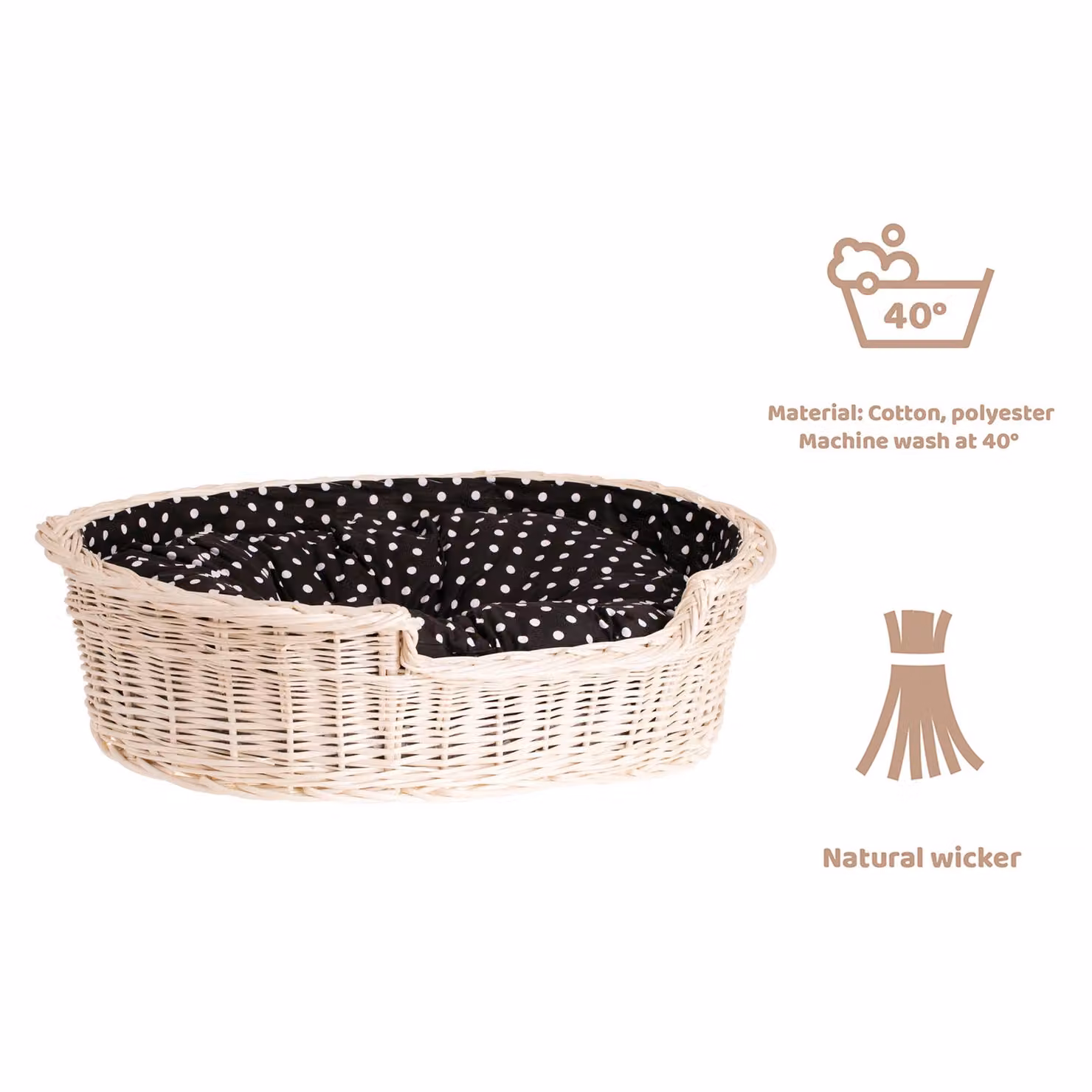 Cestino per cani in vimini ovale 60X43 H16 CM