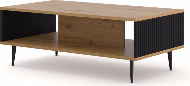 FURNLUX Tavolino Ravenna B Beige E Nero 90cm / Colore principale: Marrone / Dimensioni: 90 x 43 x 60 cm