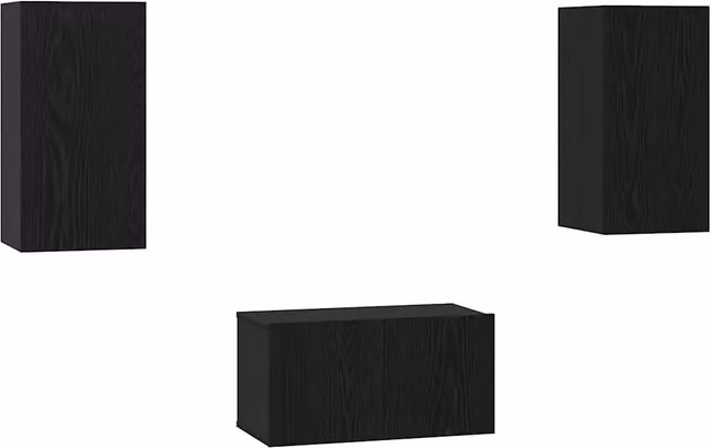 Set mobile TV 3 pz | Armadietto TV | Mobile Porta TV Rovere Nero Legno multistrato