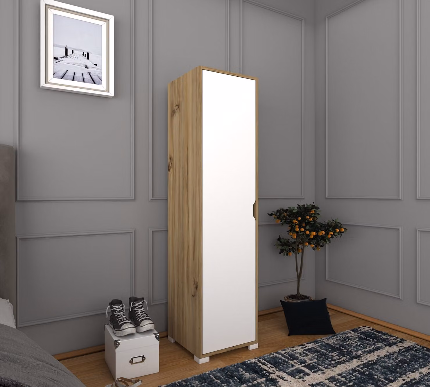 Skye Decor, 40 cm 1600-014, legno di noce chiaro, armadio, 40 x 183 x 45 cm, 100% pannelli truciolari rivestiti in melamina