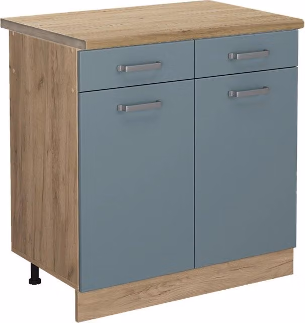 Mobiletto base per cucina R-Line Grigio-blu/Rovere dorato 80 cm, PL Rovere Vicco
