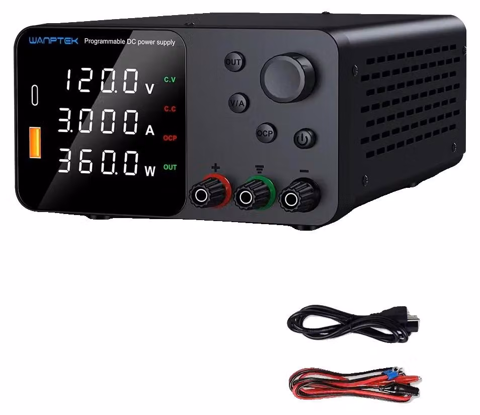 Alimentazione elettrica, tensione regolabile, controllo digitale, 0-120 V, 0-3 A, spina UE