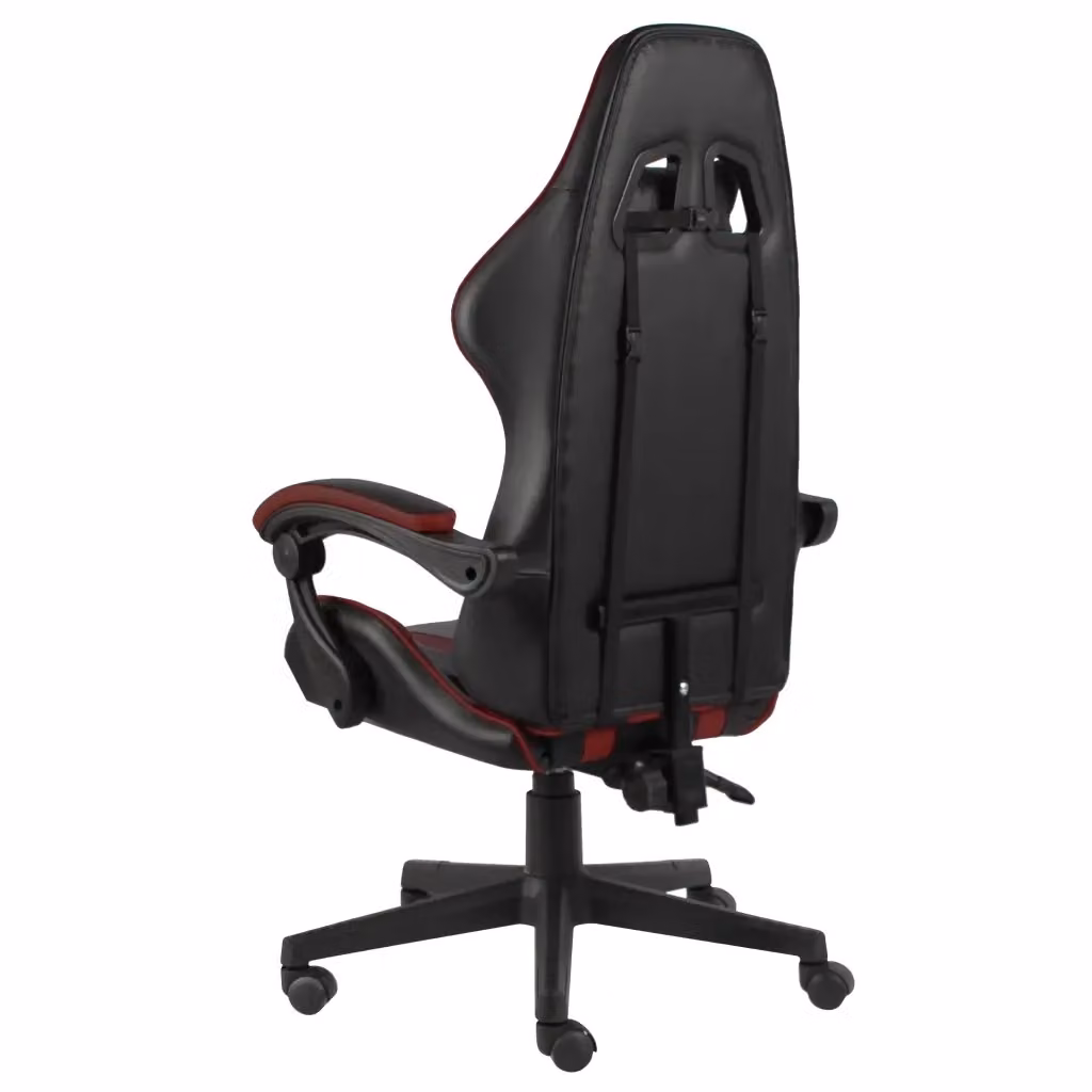 Sedia da Gaming vidaXL in Similpelle Nero e Rosso con Poggiatesta e Ruote – 2