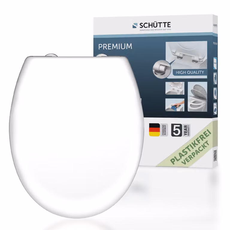 SCHÜTTE Sedile WC in materiale termoindurente WHITE, con chiusura ammortizzata e chiusura rapida