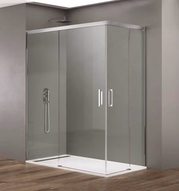 Box doccia angolare BASIC apertura al vertice 100x80 cm (95-100/75-80) cromo lucido vetro trasparente