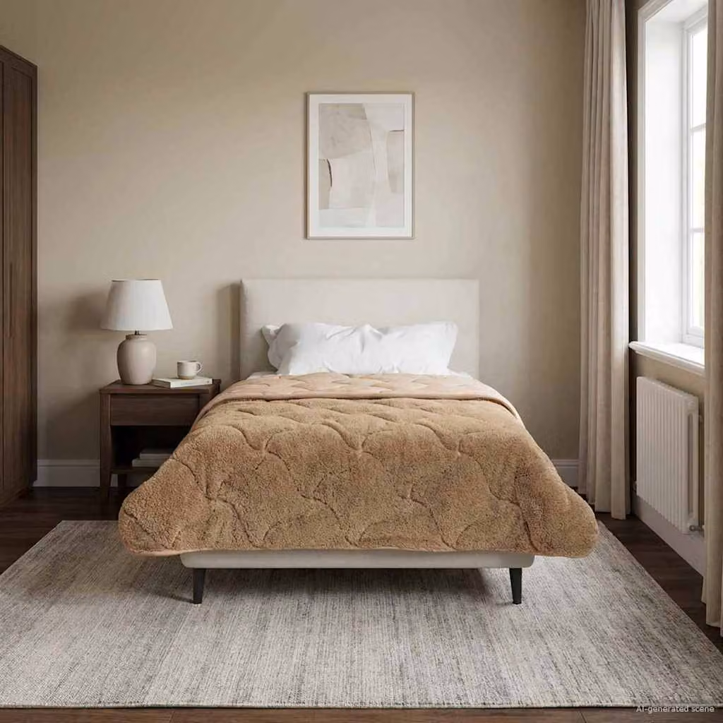 Piumone invernale traspirante e reversibile vidaXL in microfibra, disponibile nei colori beige o grigio, L 135 x P 220 cm