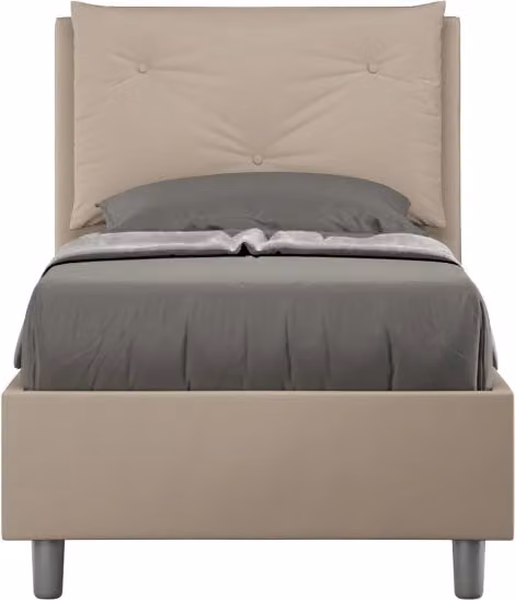 BS COM Letto singolo senza rete imbottito 80x210 similpelle tortora