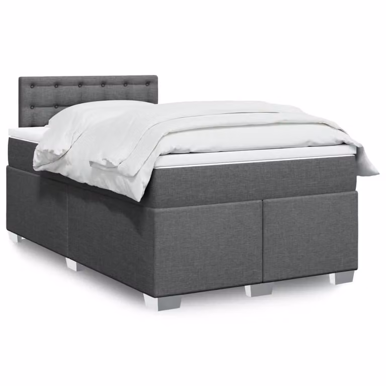 vidaXL Giroletto a Molle Ibrido con Materasso in Tessuto Grigio e Bianco L/P/H: 120 x 200 cm