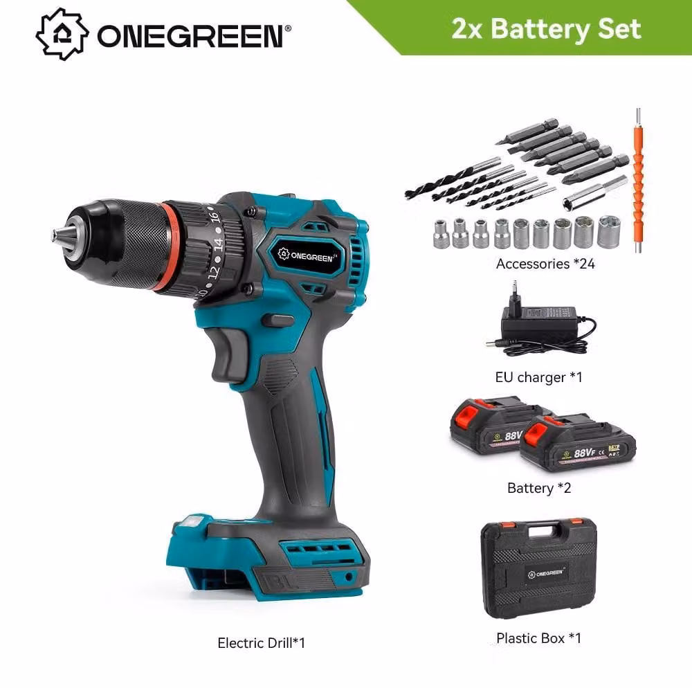 Trapano avvitatore a batteria – Senza fili, motore brushless – Coppia 480 N·m – Velocità a vuoto 4600 giri/min – Due batterie – Caricabatterie per l'Unione Europea – Colore: giallo/nero
