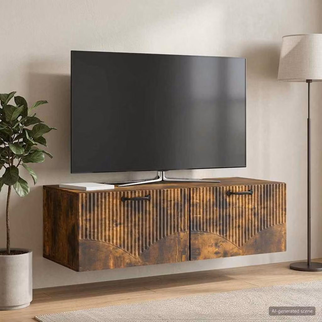 vidaXL Mobile Porta TV da Muro Rovere Fumo L: 98 cm, P: 41 cm, H: 30 cm