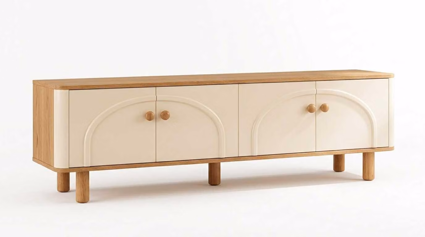 Mobile TV beige moderno, lussuoso, contenitore per televisore, mobile porta TV, credenza