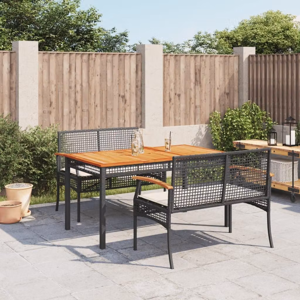 Maison Exclusive - Set da Pranzo da Giardino 3 pz con Cuscini Nero in Polyrattan