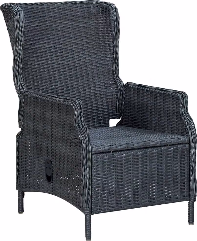Set da Pranzo da Giardino 9pz e Cuscini Polyrattan Grigio Scuro