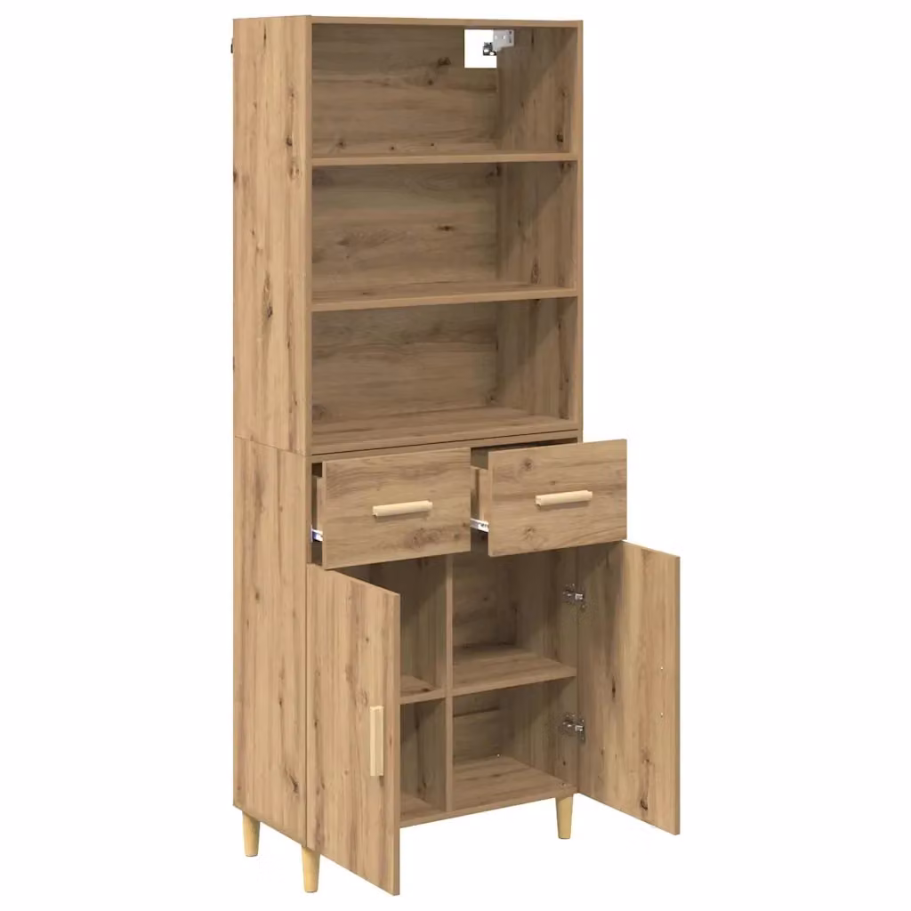 Credenza Buffet con Cassetto vidaXL in Legno Marrone per Cucina e Soggiorno L: 69,5 cm, P: 32,5 cm, H: 180 cm – 2