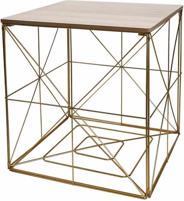 Set di 6 tavolini Kalin Casa Collection con top naturale e struttura oro, L/P/H: 38 x 38 x 40 cm – 1