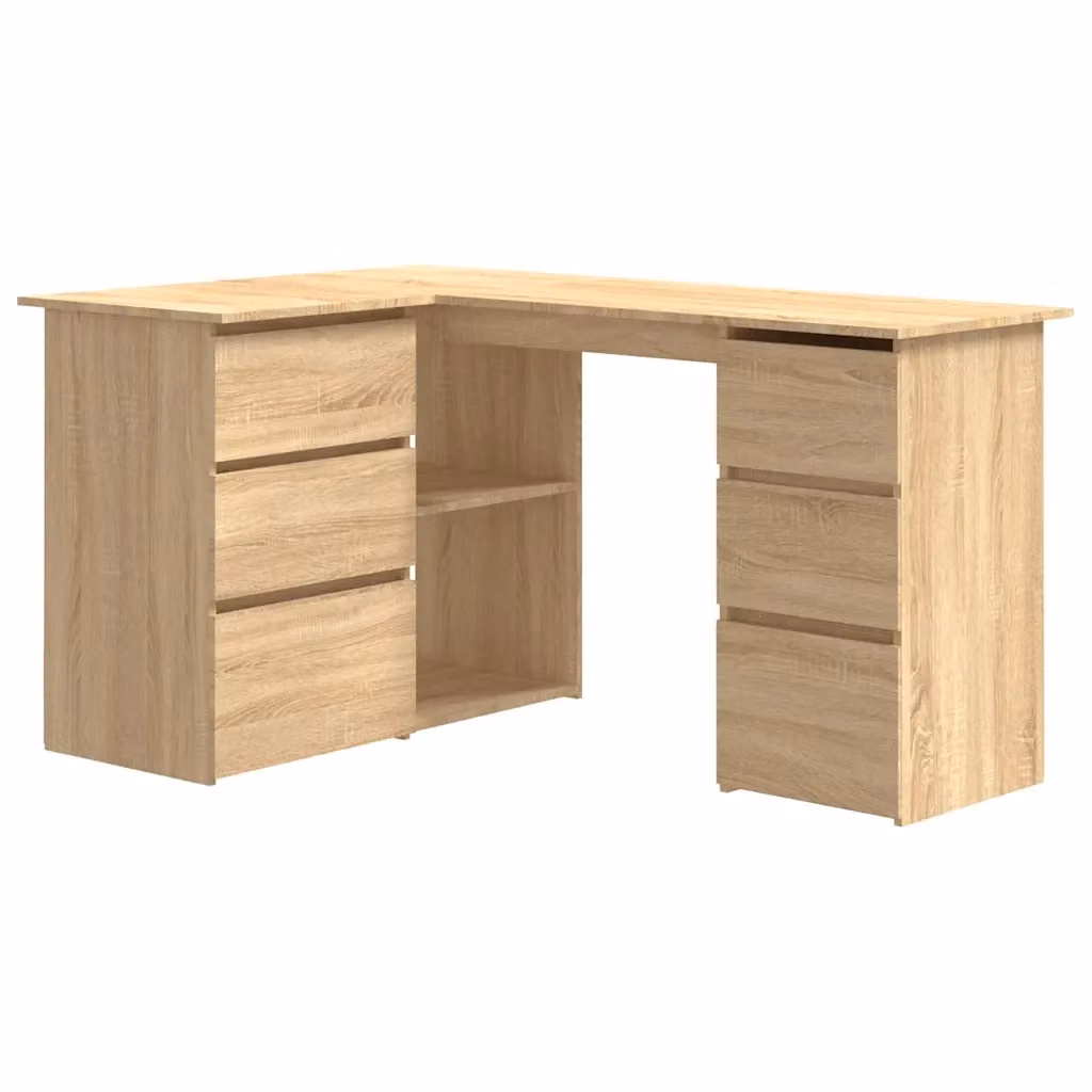 Scrivania Angolare Moderna vidaXL in Legno e MDF Colore Rovere Marrone L: 145 cm, P: 100 cm, H: 76 cm – 2